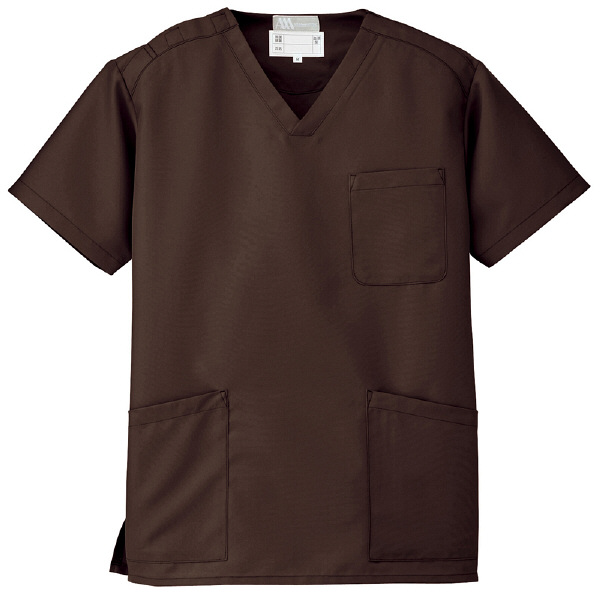 AITOZ（アイトス） スクラブ（男女兼用） 医療白衣 半袖 ダークブラウン 5L 861405-022（直送品）
