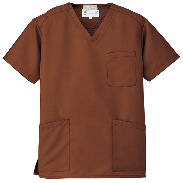 AITOZ（アイトス） スクラブ（男女兼用） 医療白衣 半袖 ブラウン M 861405-025（直送品）