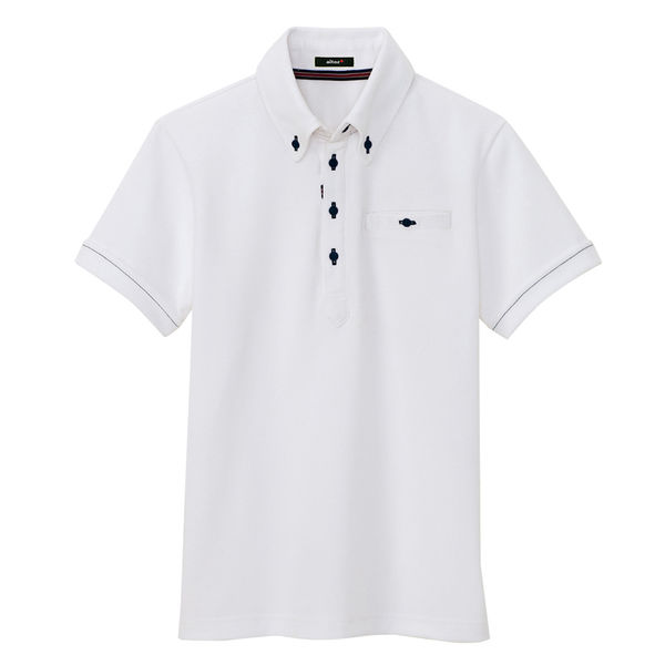 AITOZ（アイトス） 部屋干しボタンダウン半袖ポロシャツ（男女兼用） 介護ユニフォーム ホワイト 3L AZ-7667-001（直送品）
