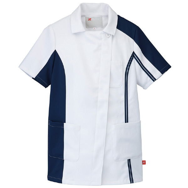 AITOZ（アイトス） チュニック（女性用） ナースジャケット 医療白衣 半袖 ネイビー 3L 862005-008（直送品）
