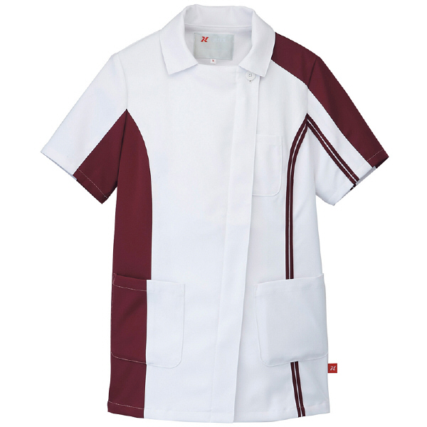 AITOZ（アイトス） チュニック（女性用） ナースジャケット 医療白衣 半袖 ワイン LL 862005-039（直送品）