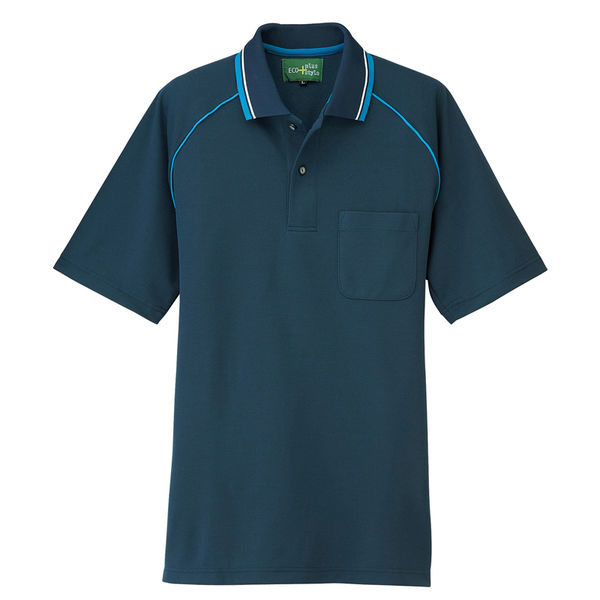AITOZ（アイトス） 制電半袖ポロシャツ（男女兼用） 介護ユニフォーム アイアンブルー LL AZ-50005-076（直送品）