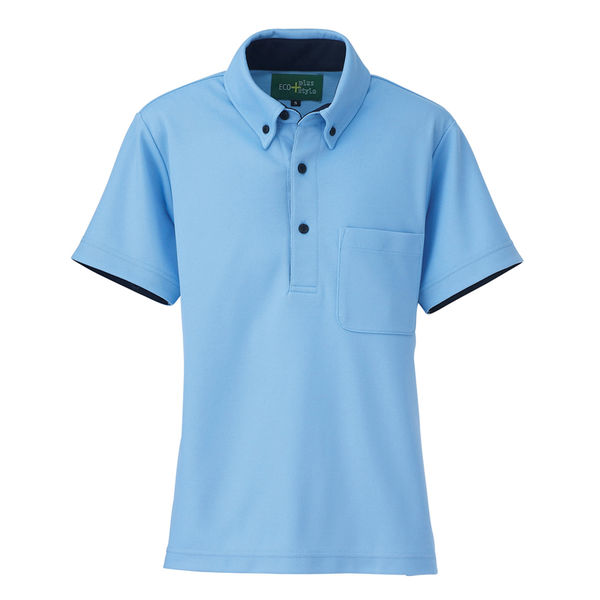 AITOZ（アイトス） 制電半袖ポロシャツ（男女兼用） 介護ユニフォーム サックス L AZ-50006-007（直送品）