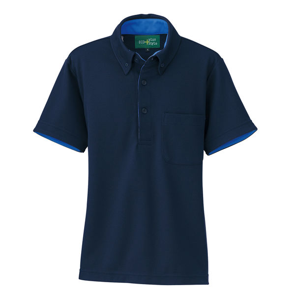 AITOZ（アイトス） 制電半袖ポロシャツ（男女兼用） 介護ユニフォーム ネイビー L AZ-50006-008（直送品）