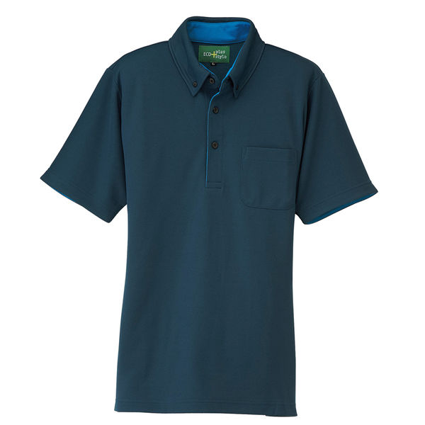 AITOZ（アイトス） 制電半袖ポロシャツ（男女兼用） 介護ユニフォーム アイアンブルー M AZ-50006-076（直送品）