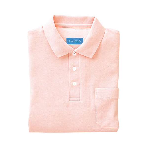 KAZEN ポロシャツ半袖 介護ユニフォーム 男女兼用 ピンク 4L 237-23（直送品）