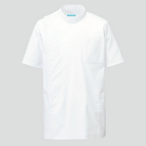 KAZEN メンズ医務衣半袖 （メンズケーシー） 医療白衣 ホワイト 3L REP100-C/10（直送品）