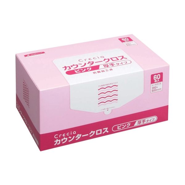日本製紙クレシア クレシア カウンタークロス 厚手タイプ ピンク 65322 1ケース(360枚) 470-5165（直送品）