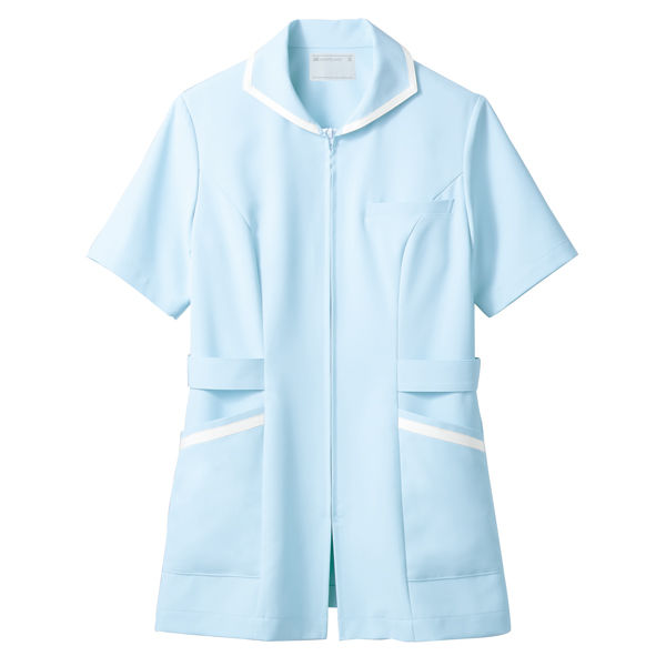住商モンブラン ナースジャケット（半袖） 医療白衣 レディス サックスブルー（水色）/白 S 73-1984 1枚（直送品）