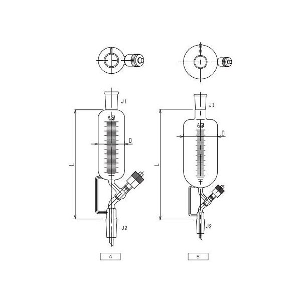 旭製作所 高真空グリースレスバルブ付分留受器 3600-1000V-4L 1個 63-2589-07（直送品）