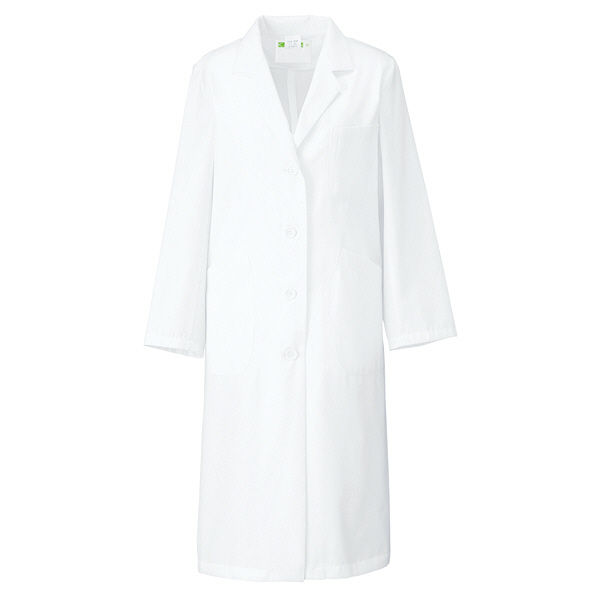 KAZEN レディス診察衣S型長袖（ドクターコート） 医療白衣 オフホワイト シングル S 260-90（直送品）