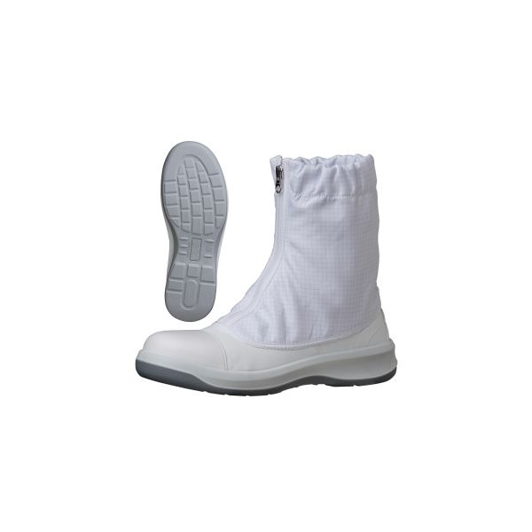 JIS規格 静電安全靴 クリーンルーム用 ブーツ フード付 GCR1200 フルCAPハーフ 静電 小 22.0cm ホワイト 1204153503（直送品）