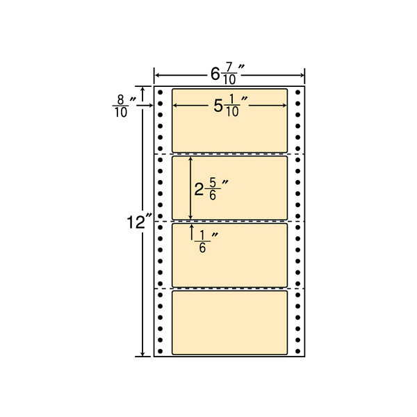 東洋印刷 ナナフォーム タックフォームラベルカラータイプ ベージュ 4面 1箱 MM6AH（直送品）