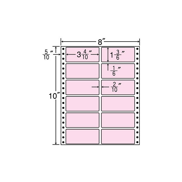 東洋印刷 ナナフォーム タックフォームラベルカラータイプ ピンク 12面 1箱 MM8AP（直送品）