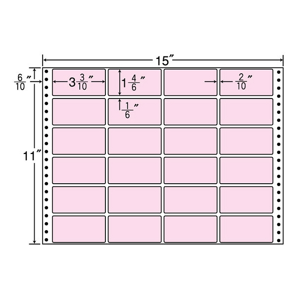 東洋印刷 ナナフォーム タックフォームラベルカラータイプ ピンク 24面 1箱 MT15TP（直送品）