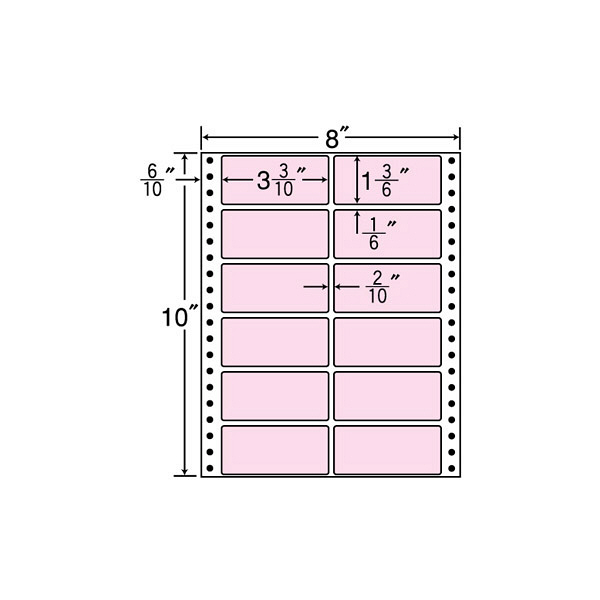 東洋印刷 ナナフォーム タックフォームラベルカラータイプ ピンク 12面 1箱 MT8CP（直送品）