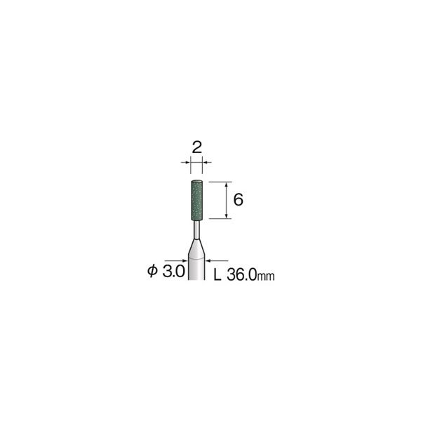 ミニター グリーン砥石 GC #220 φ2 CA3271 1袋(10本)（直送品）