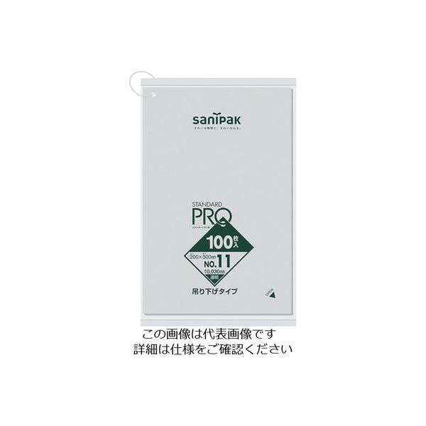 日本サニパック サニパック L11Hスタンダードポリ袋吊り下げタイプ(0.03)11号 L11H-CL 1袋(100枚) 755-5024（直送品）