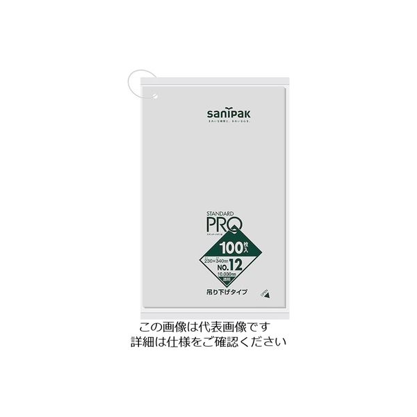 日本サニパック サニパック L12Hスタンダードポリ袋吊り下げタイプ(0.03)12号 L12H-CL 1袋(100枚) 755-5032（直送品）