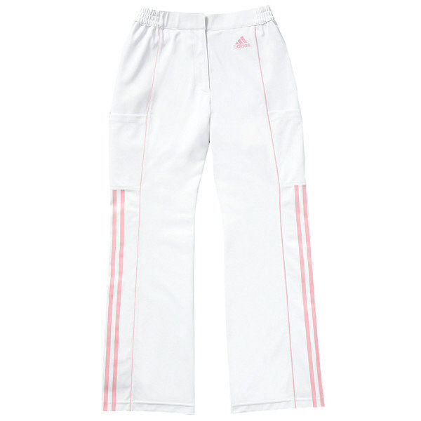 KAZEN adidas（アディダス）レディスパンツ 医療白衣 ホワイト+ピンク S SMS403（直送品）