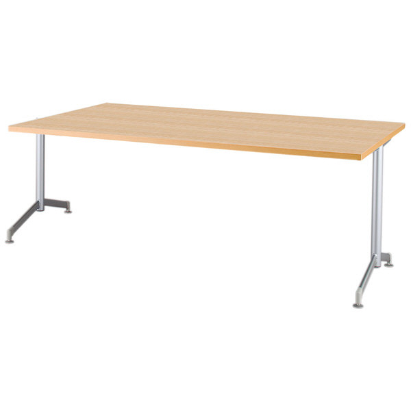 アイリスチトセ　ミーティングテーブル T字脚　ナチュラル　幅1800×奥行750×高さ700mm　1台　（直送品）
