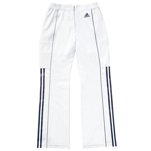 KAZEN adidas（アディダス）レディスパンツ 医療白衣 ホワイト+ネイビー L SMS403（直送品）