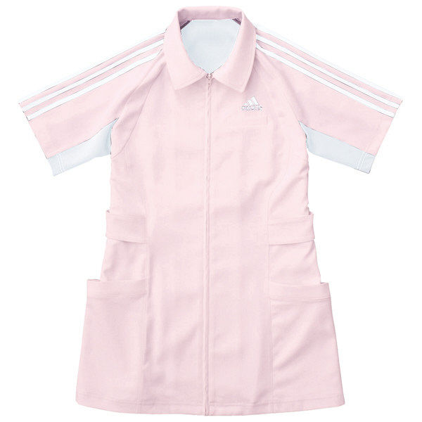 KAZEN adidas（アディダス）レディスジャケット 医療白衣 半袖 ピンク XOT SMS003（直送品）