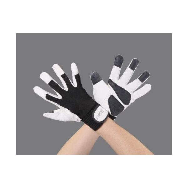 エスコ [L] 手袋(豚革/あて付) EA353BD-77 1セット(4双)（直送品）