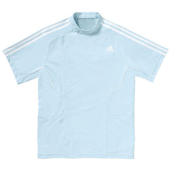 KAZEN adidas（アディダス）メンズジャケット 医療白衣 半袖 サックス S SMS601-11（直送品）