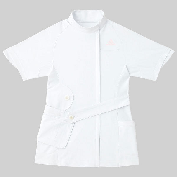 KAZEN adidas（アディダス）レディスジャケット 医療白衣 半袖 ホワイト OT SMS007-10（直送品）