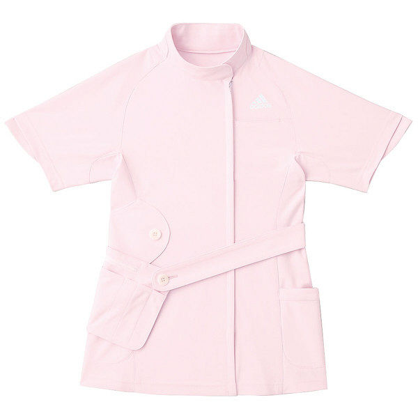 KAZEN adidas（アディダス）レディスジャケット 医療白衣 半袖 ピンク M SMS007-13（直送品）