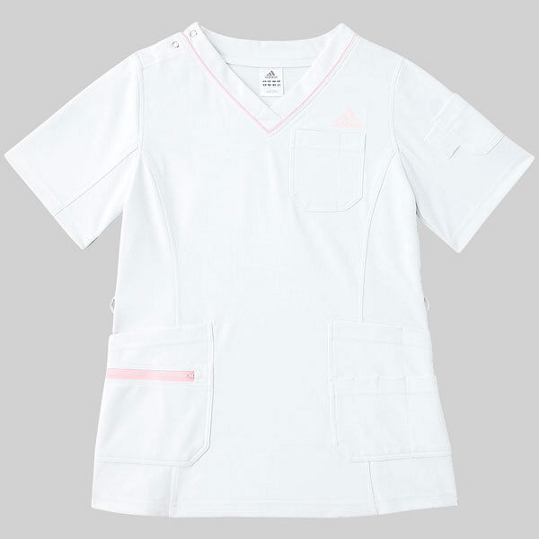 KAZEN adidas（アディダス）レディススクラブ 医療白衣 半袖 ホワイト M SMS009-10（直送品）
