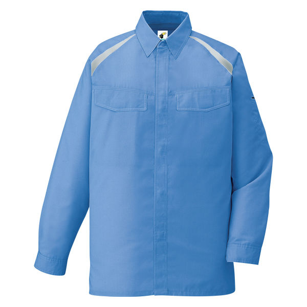 自重堂　制服百科　エコ製品制電長袖シャツ　ブルー　Ｌ　85104（直送品）