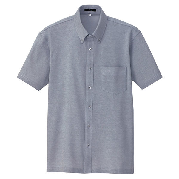 アイトス 半袖ニットボタンダウンシャツ（男女兼用） ネイビー L AZ7854-008 1着（直送品）