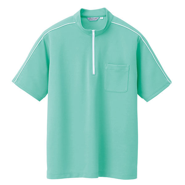 アイトス 半袖クイックドライジップシャツ（男女兼用） ミントグリーン 5L AZCL3000-004 1着（直送品）