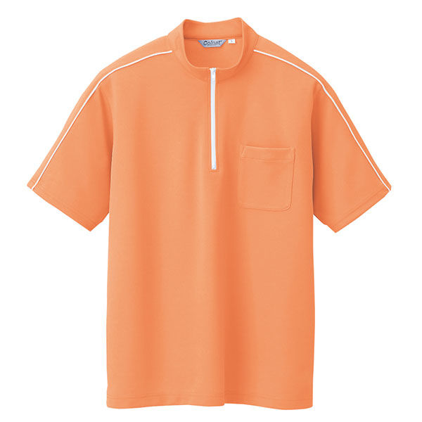 アイトス 半袖クイックドライジップシャツ（男女兼用） オレンジ 7号 AZCL3000-012 1着（直送品）
