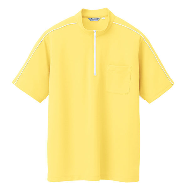 アイトス 半袖クイックドライジップシャツ（男女兼用） イエロー 5号 AZCL3000-042 1着（直送品）