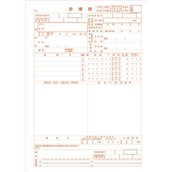 シンリョウ　A4診療録/1号紙　001311　1セット（2000枚）　（取寄品）