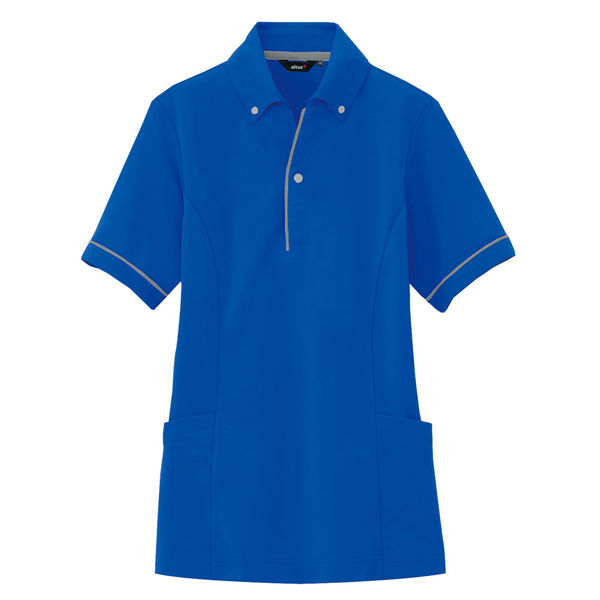アイトス 介護ユニフォーム サイドポケット半袖ポロシャツ（男女兼用） AZ7668 ブルー SS 1枚（直送品）