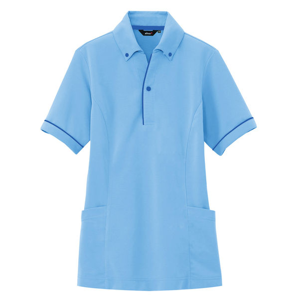 アイトス 介護ユニフォーム サイドポケット半袖ポロシャツ（男女兼用） AZ7668 サックス SS 1枚（直送品）