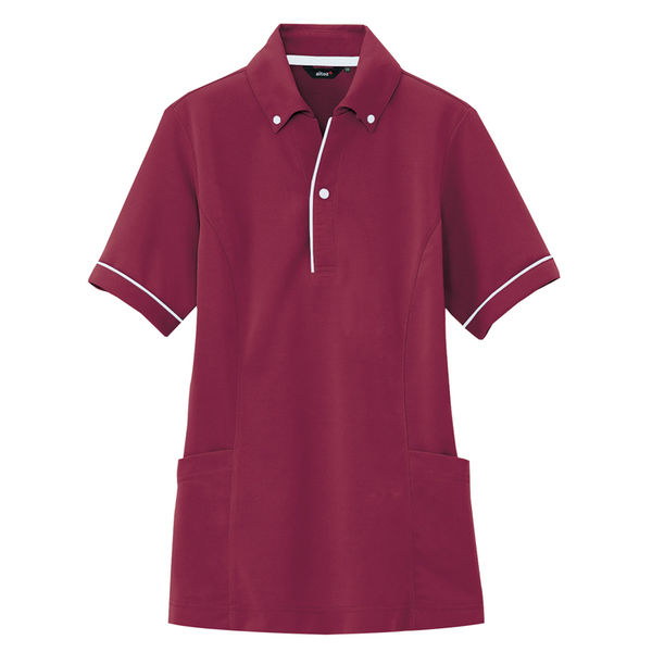 アイトス 介護ユニフォーム サイドポケット半袖ポロシャツ（男女兼用） AZ7668 ワイン SS 1枚（直送品）