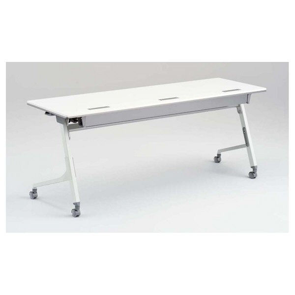 オカムラ Cardo（カルドー） サイドフォールドテーブル 配線穴付き/棚板なし/幕板なし ホワイト+ホワイト 幅1800×奥行450×高さ720mm（直送品）