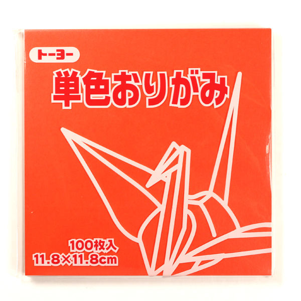 トーヨー　単色おりがみ　しゅ　11．8ｃｍ　100枚入　０６３１０３　5冊　（直送品）