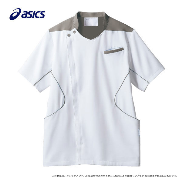 住商モンブラン メンズジャケット 医療白衣 半袖 ホワイト×グレー M CHM558-0140（直送品）
