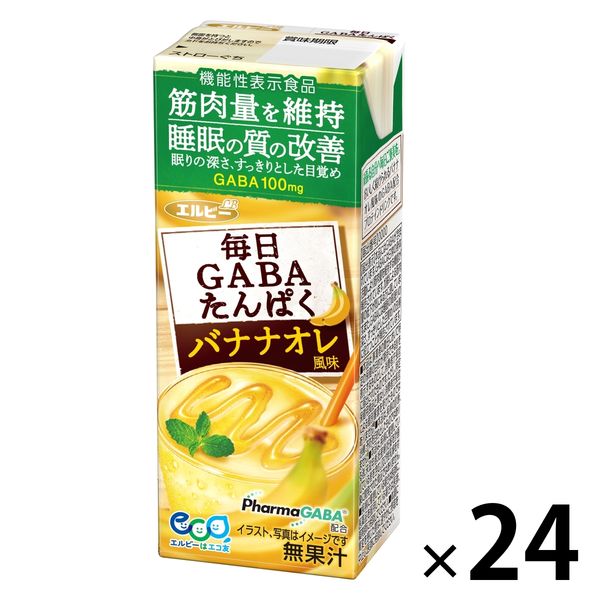 【機能性表示食品】エルビー 毎日GABAたんぱく バナナオレ風味 200ml 1箱（24本入）