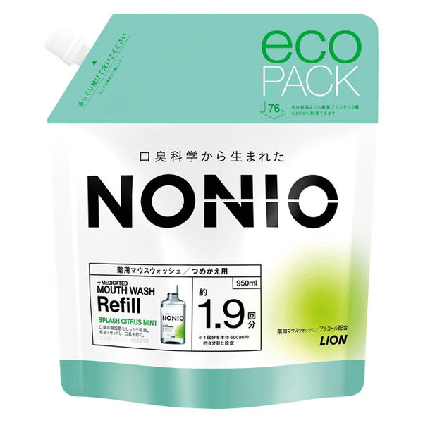 ライオン ＮＯＮＩＯマウスウォッシュ　スプラッシュシトラスミント　詰め替え用　950ｍｌ 311269 1個