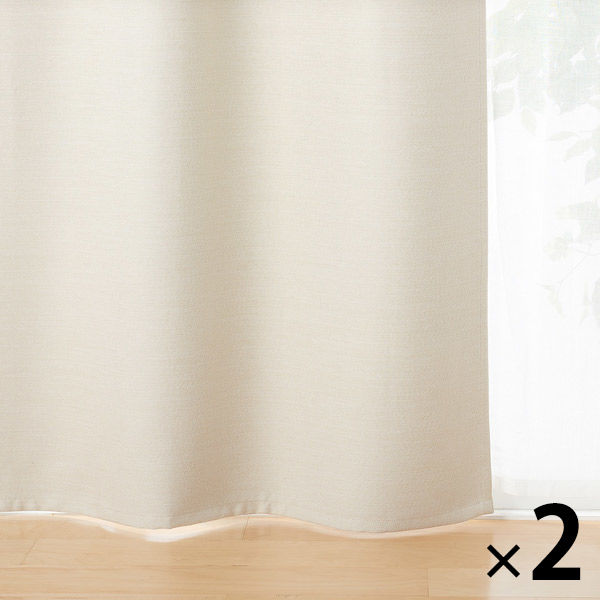 無印良品 ポリエステル二重織ノンプリーツカーテン（防炎・遮光性） 幅100×丈178cm用 アイボリー 1セット（2枚） 良品計画