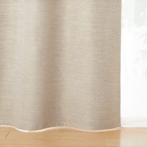 無印良品 防炎 遮光性 二重織りノンプリーツカーテン 幅100×丈105cm用 ベージュ 良品計画