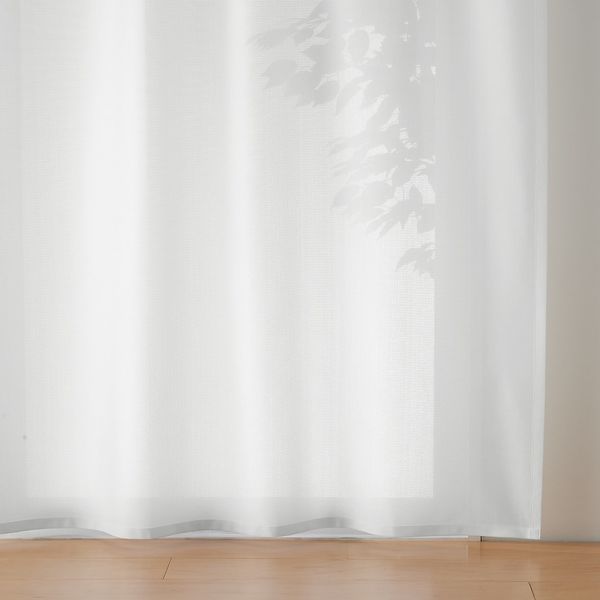 無印良品 熱を通しにくく透けにくいレースノンプリーツカーテン 幅100×丈103cm用 オフ白 良品計画