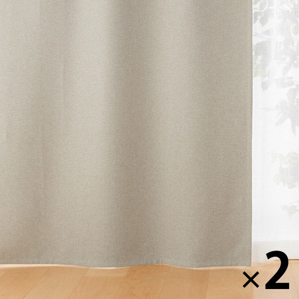無印良品 防炎 遮光性 ドビー織りノンプリーツカーテン 幅100×丈178cm用 ベージュ 1セット（2枚） 良品計画